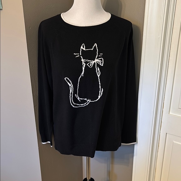 LOFT Sweaters - LOFT Black Sweater with Cat Design